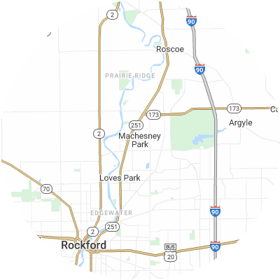 Best roofers in Machesney Park, IL map