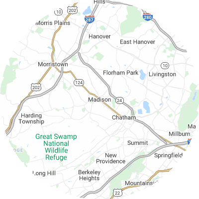 Best window replacement companies in Madison, NJ map
