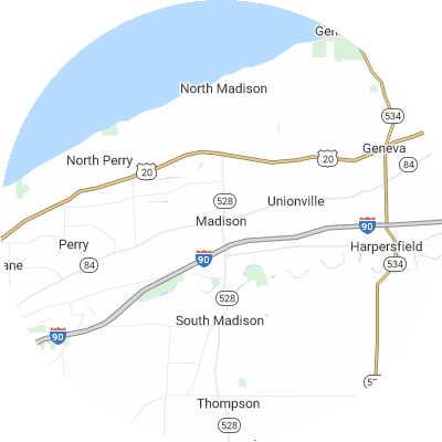 Best window replacement companies in Madison, OH map
