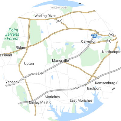 Best lawn care companies in Manorville, NY map