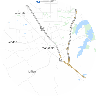 Best roofers in Mansfield, TX map