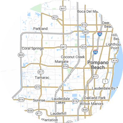 Best pest companies in Margate, FL map