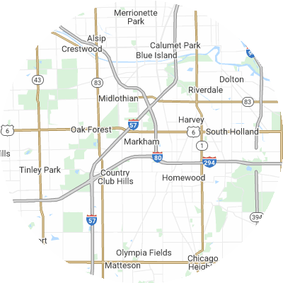 Best moving companies in Markham, IL map
