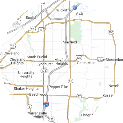 Best window replacement companies in Mayfield Heights, OH map