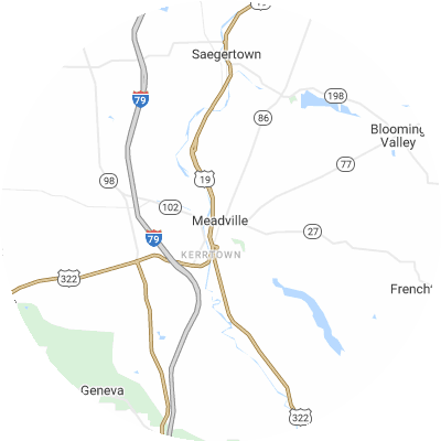 Best moving companies in Meadville, PA map