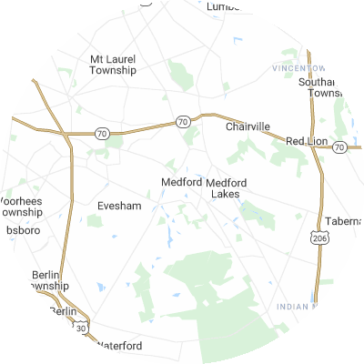 Best roofers in Medford, NJ map