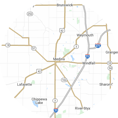 Best window replacement companies in Medina, OH map