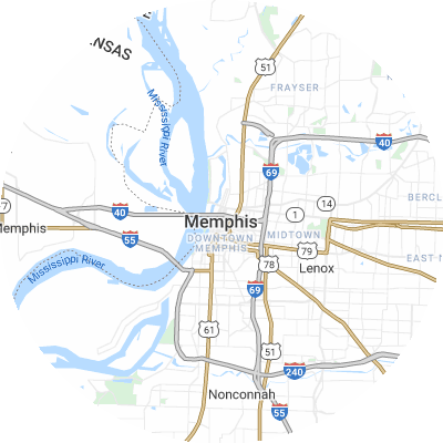 Best lawn companies in Memphis, TN map