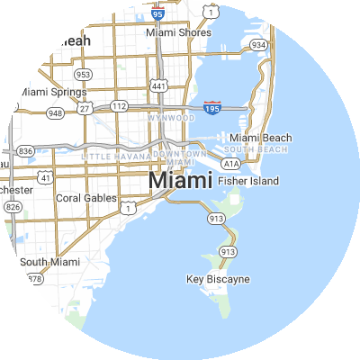 Best roofing companies in Miami, FL map