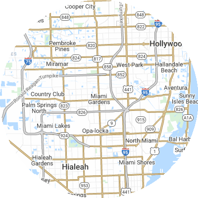 Best pest companies in Miami Gardens, FL map