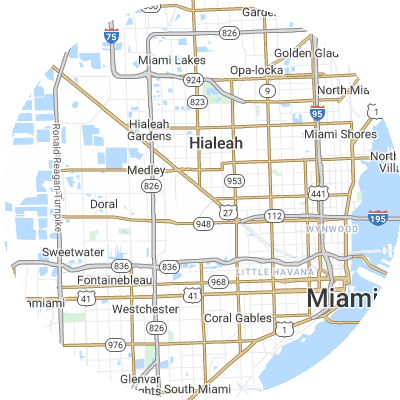 Best gutter companies in Miami Springs, FL map