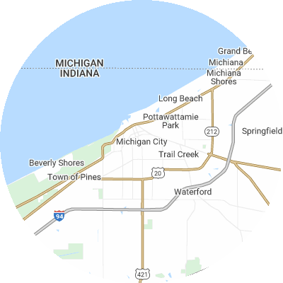 Best roofing companies in Michigan City, IN map
