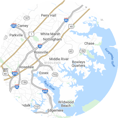 Best pest control companies in Middle River, MD map