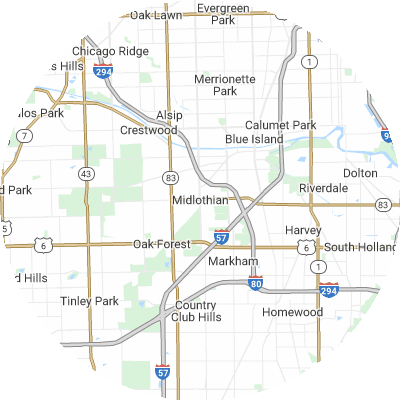 Best pest control companies in Midlothian, IL map