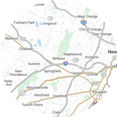 Best gutter installation companies in Millburn, NJ map