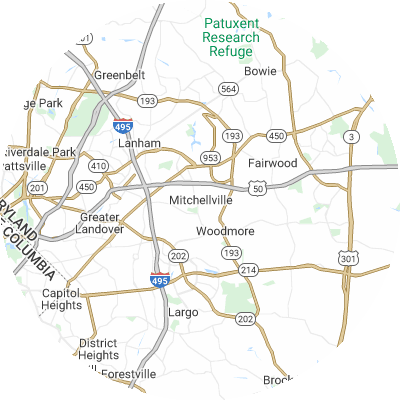 Best pest control companies in Mitchellville, MD map