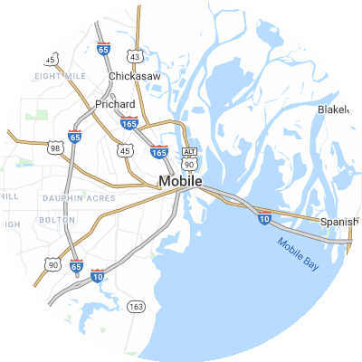 Best moving companies in Mobile, AL map