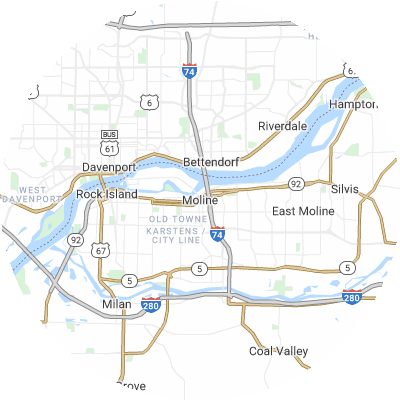 Best moving companies in Moline, IL map