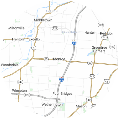 Best moving companies in Monroe, OH map