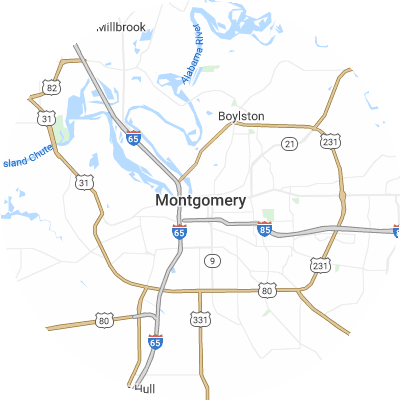 Best gutter companies in Montgomery, AL map