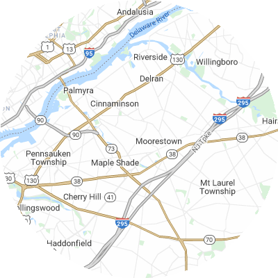 Best pest control companies in Moorestown-Lenola, NJ map
