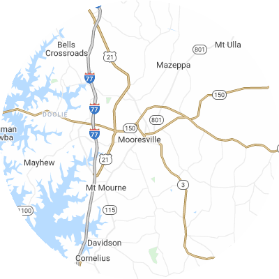 Best moving companies in Mooresville, NC map