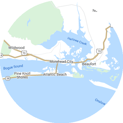 Best roofers in Morehead City, NC map