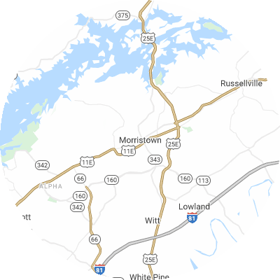 Best moving companies in Morristown, TN map