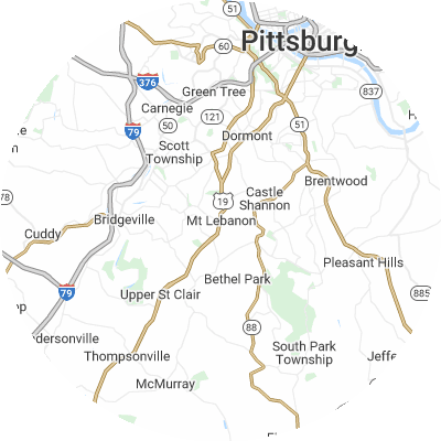 Best pest control companies in Mount Lebanon, PA map