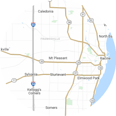 Best pest control companies in Mount Pleasant, WI map
