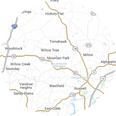 Best roofers in Mountain Park, GA map