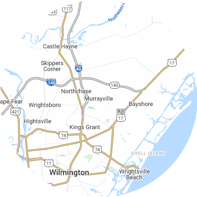 Best concrete companies in Murraysville, NC map