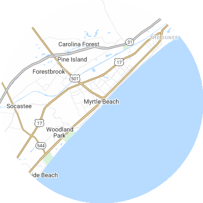 Best window replacement companies in Myrtle Beach, SC map