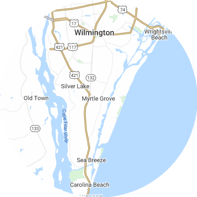 Best window replacement companies in Myrtle Grove, NC map