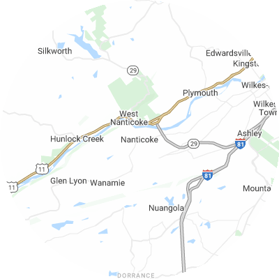 Best concrete companies in Nanticoke, PA map