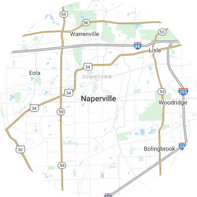Best roofing companies in Naperville, IL map