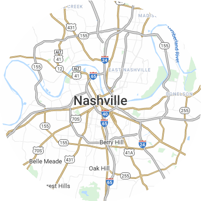 Best gutter companies in Nashville, TN map