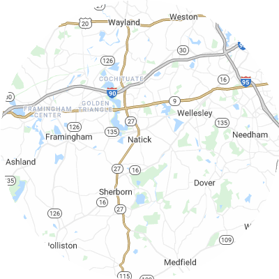 Best roofing companies in Natick, MA map