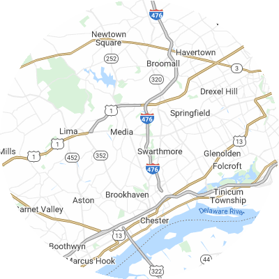 Best plumbers in Nether Providence, PA map