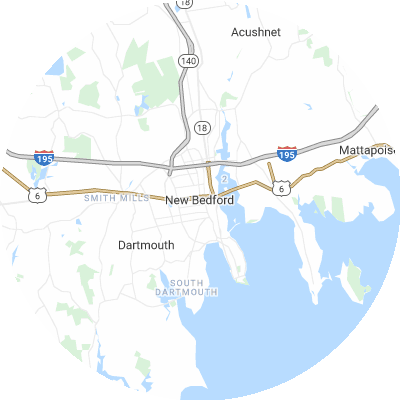 Best roofers in New Bedford, MA map