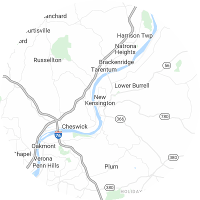 Best moving companies in New Kensington, PA map