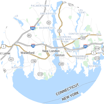 Best plumbers in New London, CT map