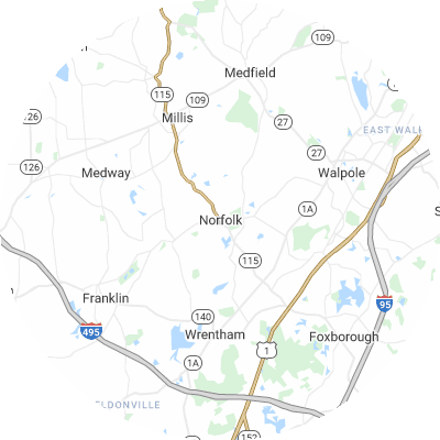 Best lawn care companies in Norfolk, MA map