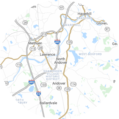 Best moving companies in North Andover, MA map