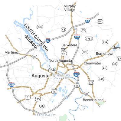 Best roofers in North Augusta, SC map