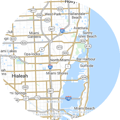 Best gutter companies in North Miami, FL map