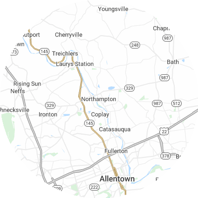 Best window replacement companies in Northampton, PA map