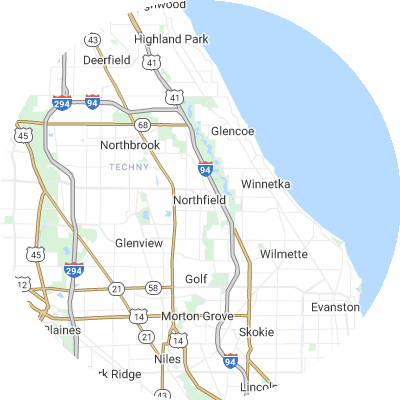 Best pest control companies in Northfield, IL map