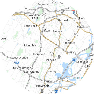 Best gutter installation companies in Nutley, NJ map