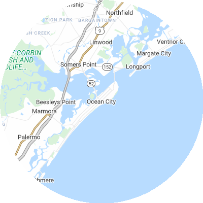 Best window replacement companies in Ocean City, NJ map
